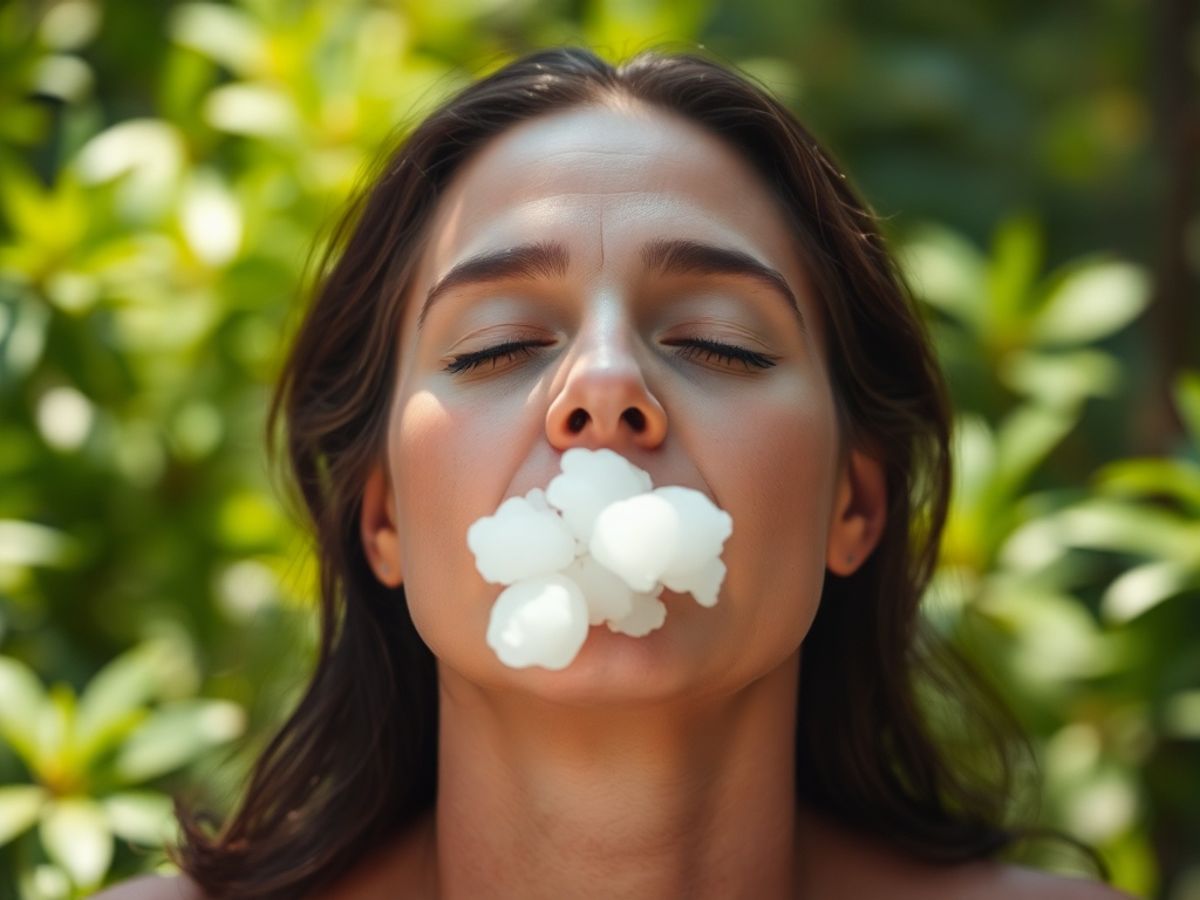 Persoană respirând oxigen pur într-un mediu liniștit.