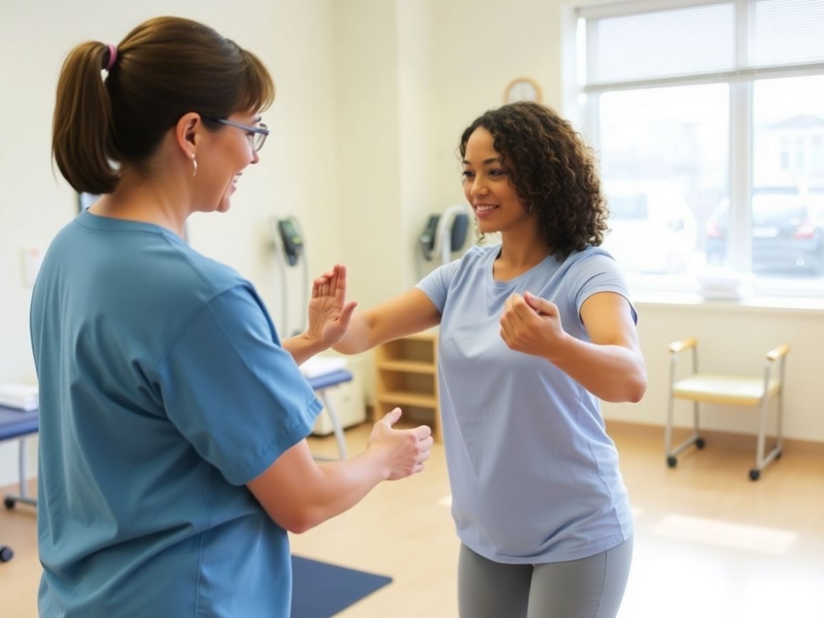 terapeut fizic cu pacient in sala de recuperare