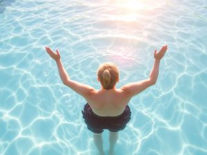 Persoană exersând în apă pentru recuperare fizică.